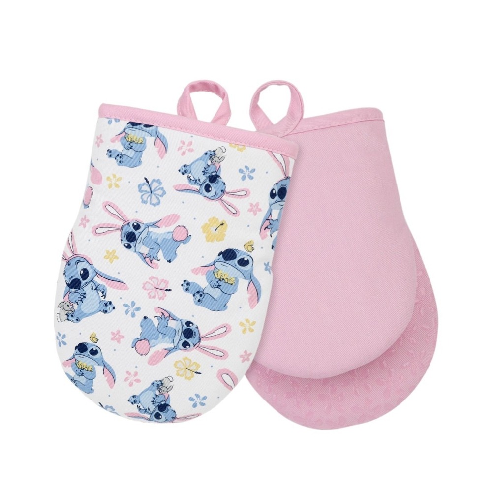 Disney Stitch Spring Easter Mini Oven Mitts 2 Pk - Floral Bunny Design NWT